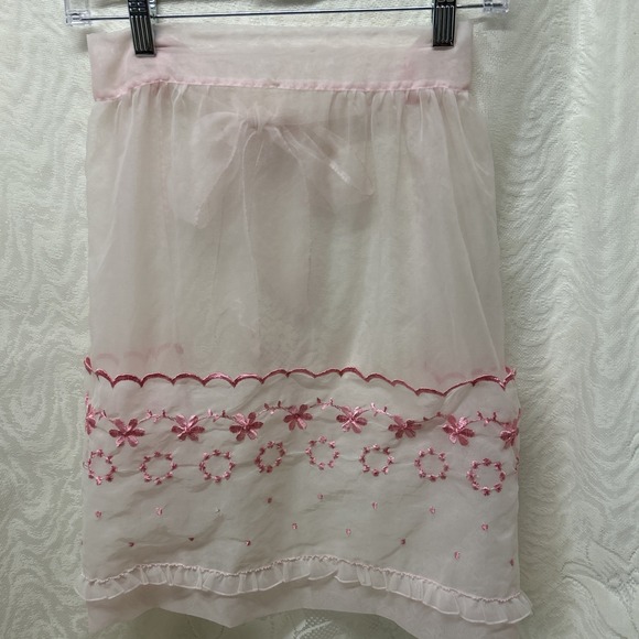 Vintage Sheer Pink Mid-Century Apron ‎ 1950s Apparel Housewife Costume Grandma - Picture 6 of 7